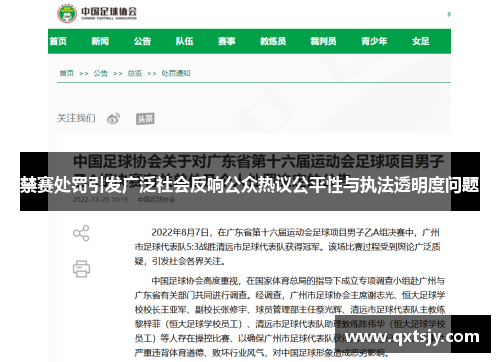 禁赛处罚引发广泛社会反响公众热议公平性与执法透明度问题